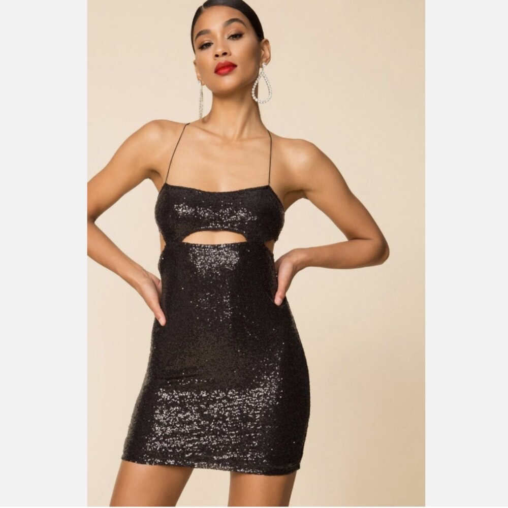Superdown x Revolve Black Sequin Mini Bodycon Dre… - image 1